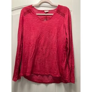 Tribal‎ Jeans Women’s Long Sleeve Cotton Cutaway Back Pullover Top Size S Red